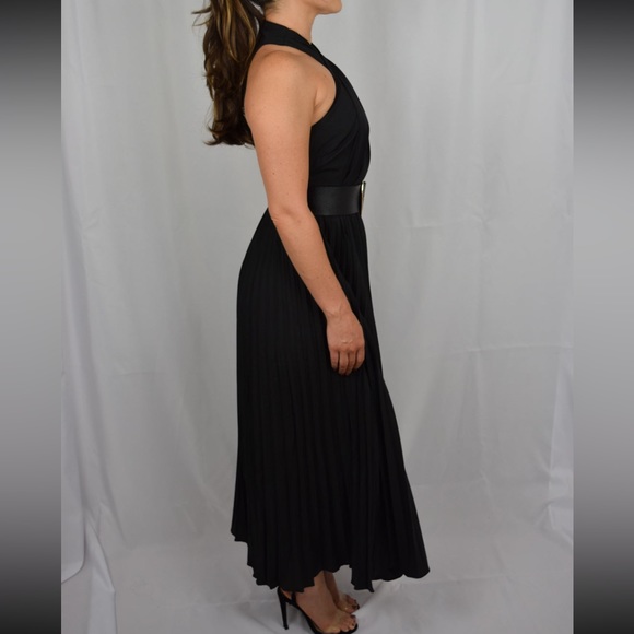 8. Black Halter Pleated Maxi Dress - Picture 3 of 4